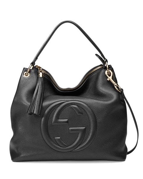 gucci soho large black leather bag|Gucci soho shoulder bag black.